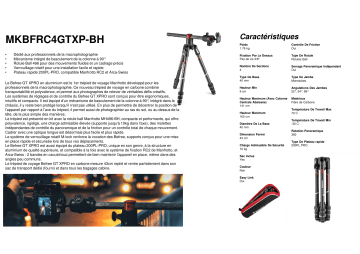 Product information | Manfrotto Befree GT XPRO carbon Trépied Product fiche | Fixfr