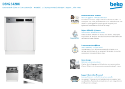 Beko DSN26420X Lave vaisselle encastrable Manuel utilisateur