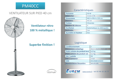 Product information | Domair PM40 CC Ventilateur Product fiche | Fixfr