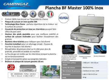 Product information | Campingaz à poser BF Master Inox Plancha gaz Product fiche | Fixfr