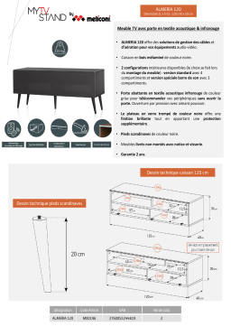 Meliconi Almeria 120 cm noir Meuble TV Product fiche