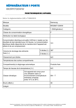 Samsung EX RR39M7130WW Réfrigérateur 1 porte Product fiche