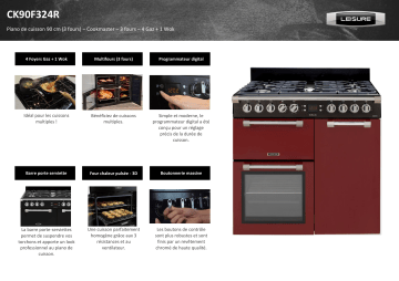 Product information | Leisure CK90F324R Piano de cuisson gaz Product fiche | Fixfr