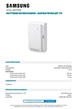 Samsung Compatible Jet 70 blanc Batterie aspirateur Product fiche