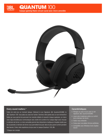 Product information | JBL Quantum 100 Noir Casque gamer Product fiche | Fixfr