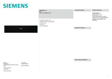 Product information | Siemens BI630ENS1 Tiroir Rangement Product fiche | Fixfr