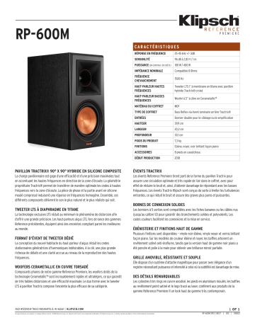 Product information | Klipsch RP-600 M Walnut Vinyl Enceinte bibliothèque Product fiche | Fixfr