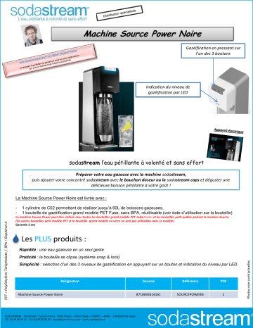 Product information | Sodastream Power noire Machine à soda Product fiche | Fixfr