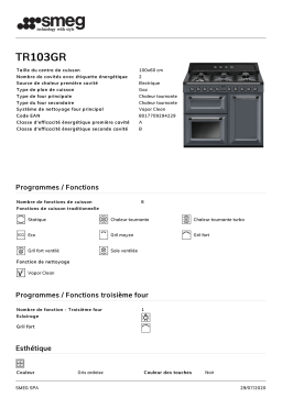 Smeg TR103GR Piano de cuisson gaz Product fiche