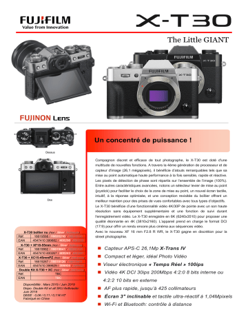 Product information | Fujifilm X-T30 Noir + XF 18-55mm Appareil photo Hybride Product fiche | Fixfr