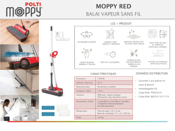 Product information | Polti MOPPY rouge Balai vapeur Product fiche | Fixfr