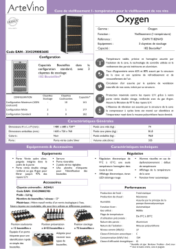 Artevino Oxygen OXM1T182NVD Cave à vin vieillissement Product fiche