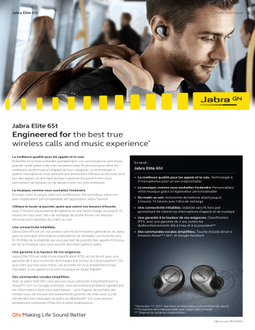 Manuel du propriétaire | Jabra Elite 65T Or Ecouteurs Owner's Manual | Fixfr