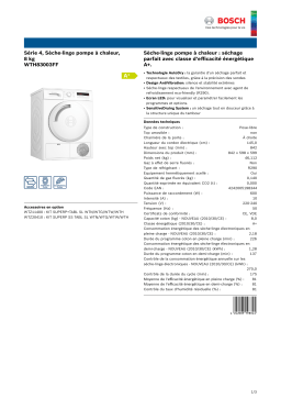 Bosch WTH83003FF Sèche linge pompe à chaleur Product fiche