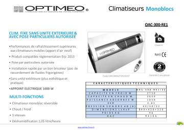 Product information | Optimeo OAC-300-RE1 Clim réversible Product fiche | Fixfr