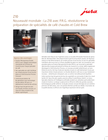 Product information | Jura Z10 Aluminium Dark inox EA Expresso Broyeur Product fiche | Fixfr