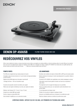 Denon DP450USB Blanche Platine vinyle Product fiche