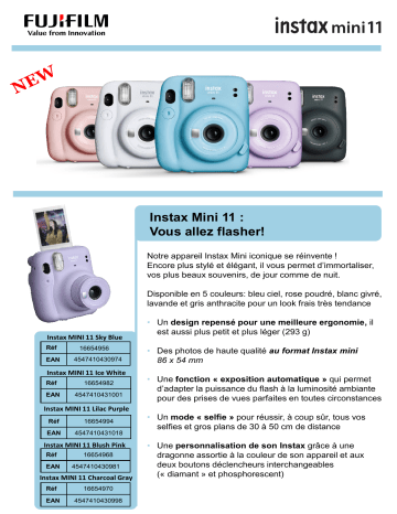 Product information | Fujifilm Instax Mini 11 charcoal gray Appareil photo Instantané Product fiche | Fixfr