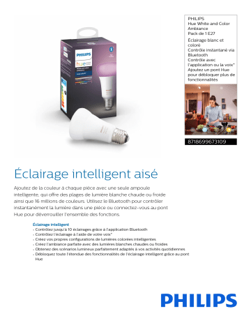 Product information | Philips E27 Hue White & Colors Ampoule connectée Product fiche | Fixfr