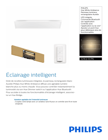 Product information | Philips Hue AURELLE Panneau LED 120X30cm 55W Panneaux lumineux Product fiche | Fixfr