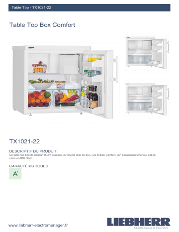 Product information | Liebherr TX1021-22 Réfrigérateur top Product fiche | Fixfr
