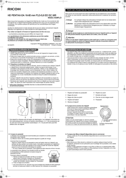 Pentax HD DA 16-85mm f/3.5-5.6 ED DC WR Objectif pour Hybride Owner's Manual