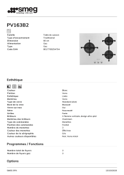 Smeg PV163B2 Table gaz Product fiche