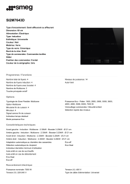 Smeg SI2M7643D Table induction Product fiche