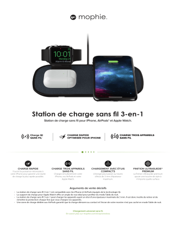 Product information | Mophie PAD sans Fil 3 en 1 NOIR Station de chargement Product fiche | Fixfr
