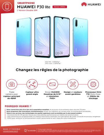 Product information | Huawei P30 Lite XL Noir Smartphone Product fiche | Fixfr