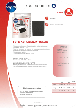Wpro CFW020/1 Filtre hotte Product fiche