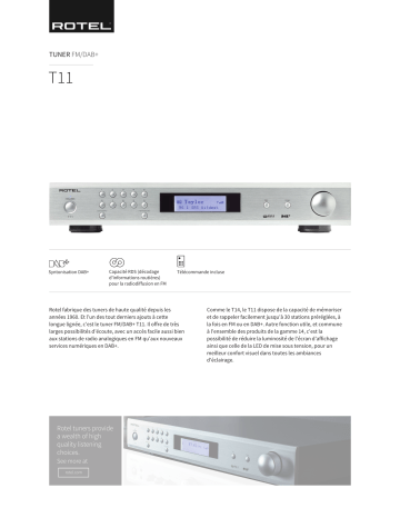 Product information | Rotel T11 Silver Tuner HiFi Product fiche | Fixfr