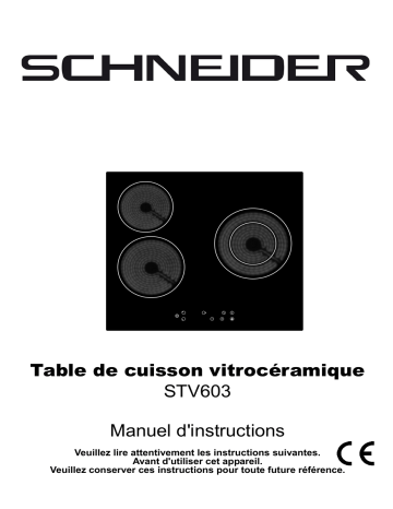 Manuel du propriétaire | Schneider STV603 Table vitrocéramique Owner's Manual | Fixfr