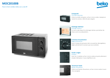 Product information | Beko MOC20100B Micro ondes Product fiche | Fixfr