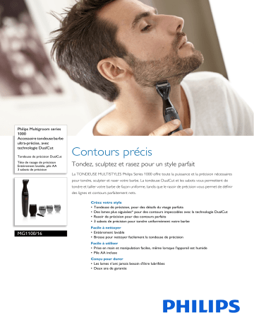 Product information | Philips MG1100/16 Tondeuse multifonction Product fiche | Fixfr