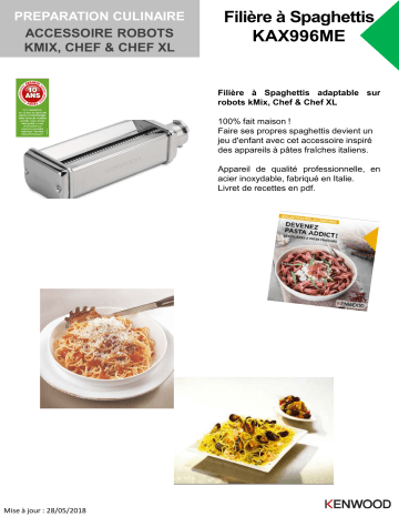 Product information | Kenwood KAX996ME Filière Spaghettis Filière Product fiche | Fixfr