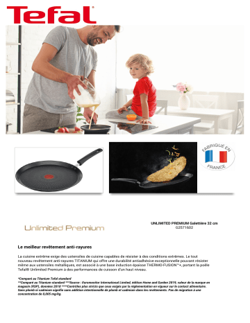 Product information | Tefal Galettière Unlimited premium diam32cm Crêpière Product fiche | Fixfr