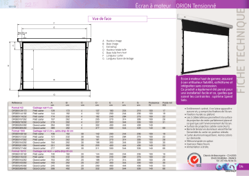 Product information | ORAY Orion moteur tensionne 180x320 Ecran de projection Manuel utilisateur | Fixfr