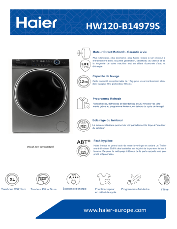 Product information | Haier I-Pro Series 7 HW120-B14979S Lave linge hublot Product fiche | Fixfr