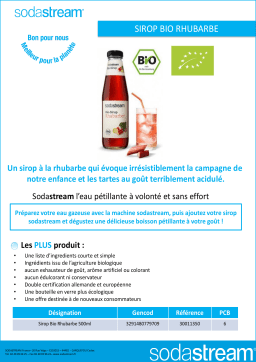 Sodastream Bio RHUBARBE 500 ml Arômes Product fiche