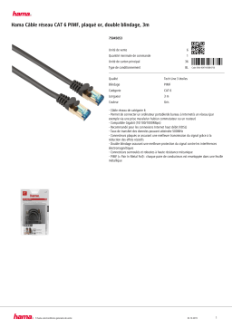 Hama Cable 3m CAT6 Câble Ethernet Product fiche
