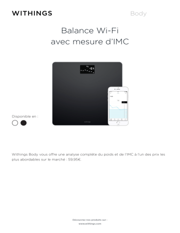Product information | Withings Body Blanche Pèse personne connecté Product fiche | Fixfr