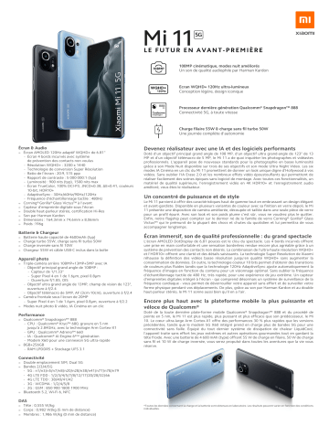 Mi 11 Bleu 256Go 5G | Product information | Xiaomi Mi 11 Gris 256Go 5G Smartphone Product fiche | Fixfr