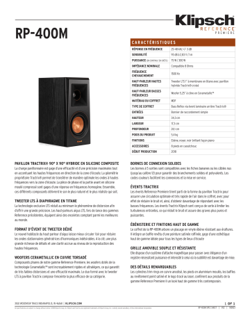 Product information | Klipsch RP-400 M Ebony Vinyl x2 Enceinte bibliothèque Product fiche | Fixfr