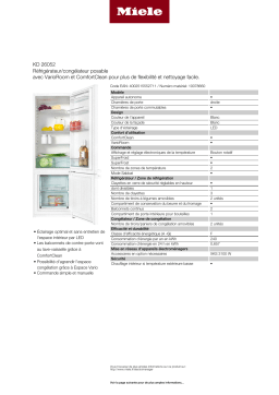 Miele KD26052WS Réfrigérateur 2 portes Product fiche