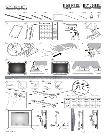 Manuel du propriétaire | Lumene MOVIE PALACE UHD 4K ACOUSTIC 350C Ecran de projection Owner's Manual | Fixfr