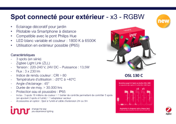 Product information | Innr Spot Extérieur LED Connecté x3 Lampe connectée Product fiche | Fixfr