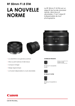 Canon RF 50mm f/1.8 STM Objectif pour Hybride Plein Format Product fiche