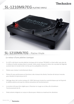 Technics SL-1210Mk7EG Platine vinyle Product fiche