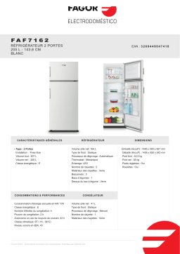 Fagor FAF7162 Réfrigérateur 2 portes Product fiche